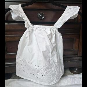 Crazy 8 Girls White Eyelet Lace Flutter Sleeve Shirt Size 5/6